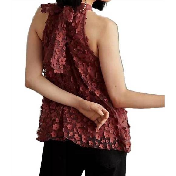 NEW EVA FRANCO floral halter top in red - Picture 3 of 5